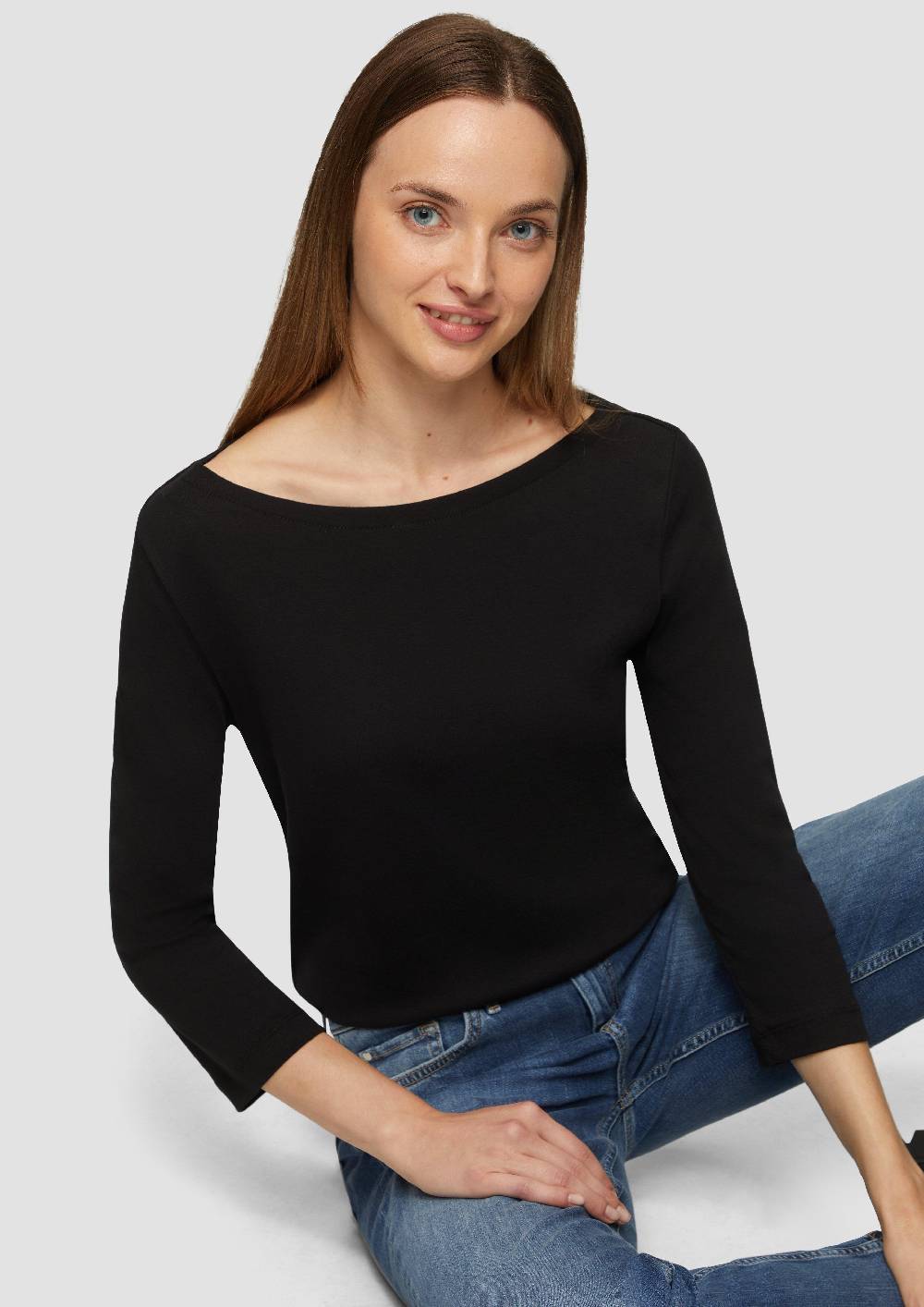 S.Oliver T-Shirt mit 3/4-Arm und U-Boot Ausschnitt Limitierter Zeitrabatt