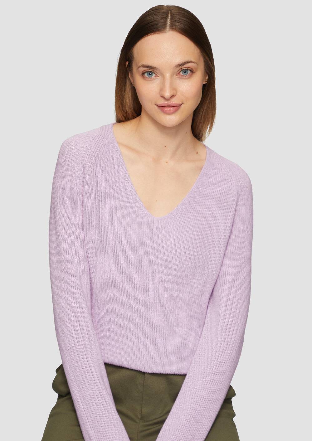 S.Oliver Strickpullover mit V-Ausschnitt und Raglan-Ärmeln Rabatt