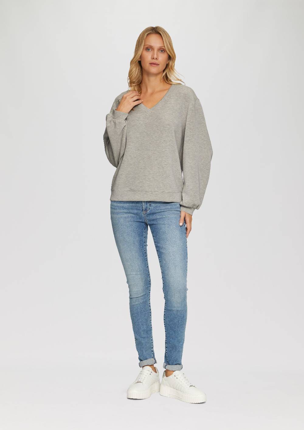 S.Oliver Scuba-Sweatshirt mit V-Ausschnitt Begrenztes Angebot