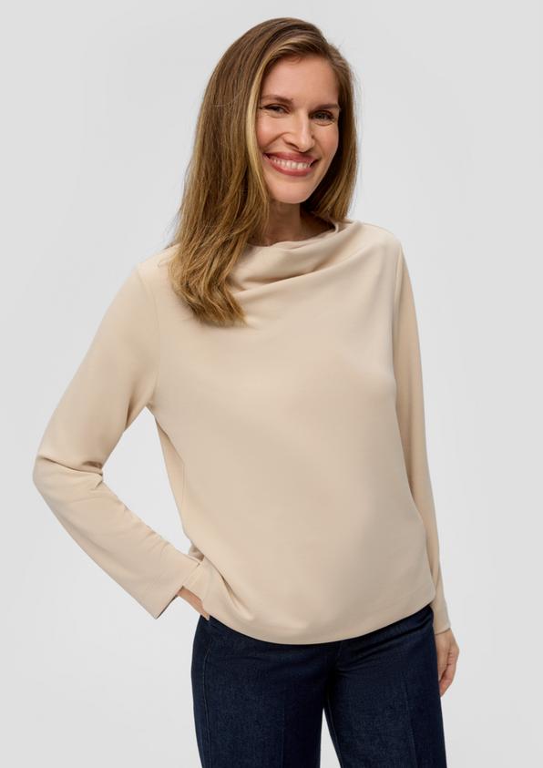 S.Oliver Strickjerseyshirt mit Wasserfall-Ausschnitt Bis zu 50% Rabatt
