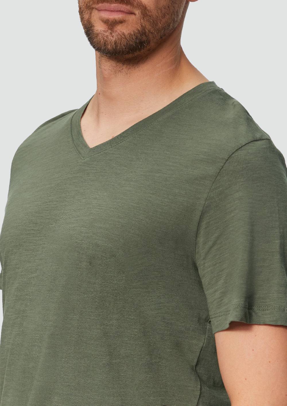 S.Oliver Baumwollshirt mit V-Ausschnitt und Flammgarnstruktur Bestseller