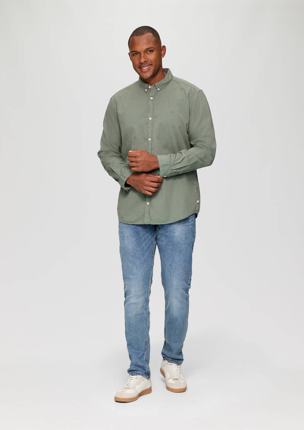 S.Oliver Garment Washed Hemd mit Logo-Stickerei Sonderangebote
