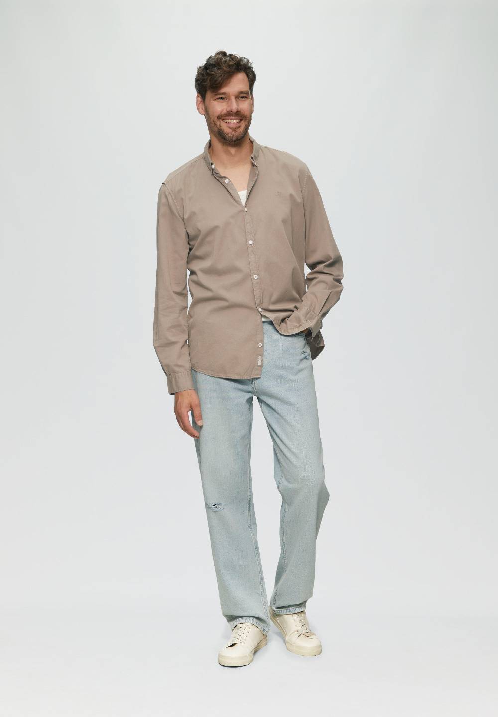 S.Oliver Garment Washed Hemd mit Logo-Stickerei Meist gekauft