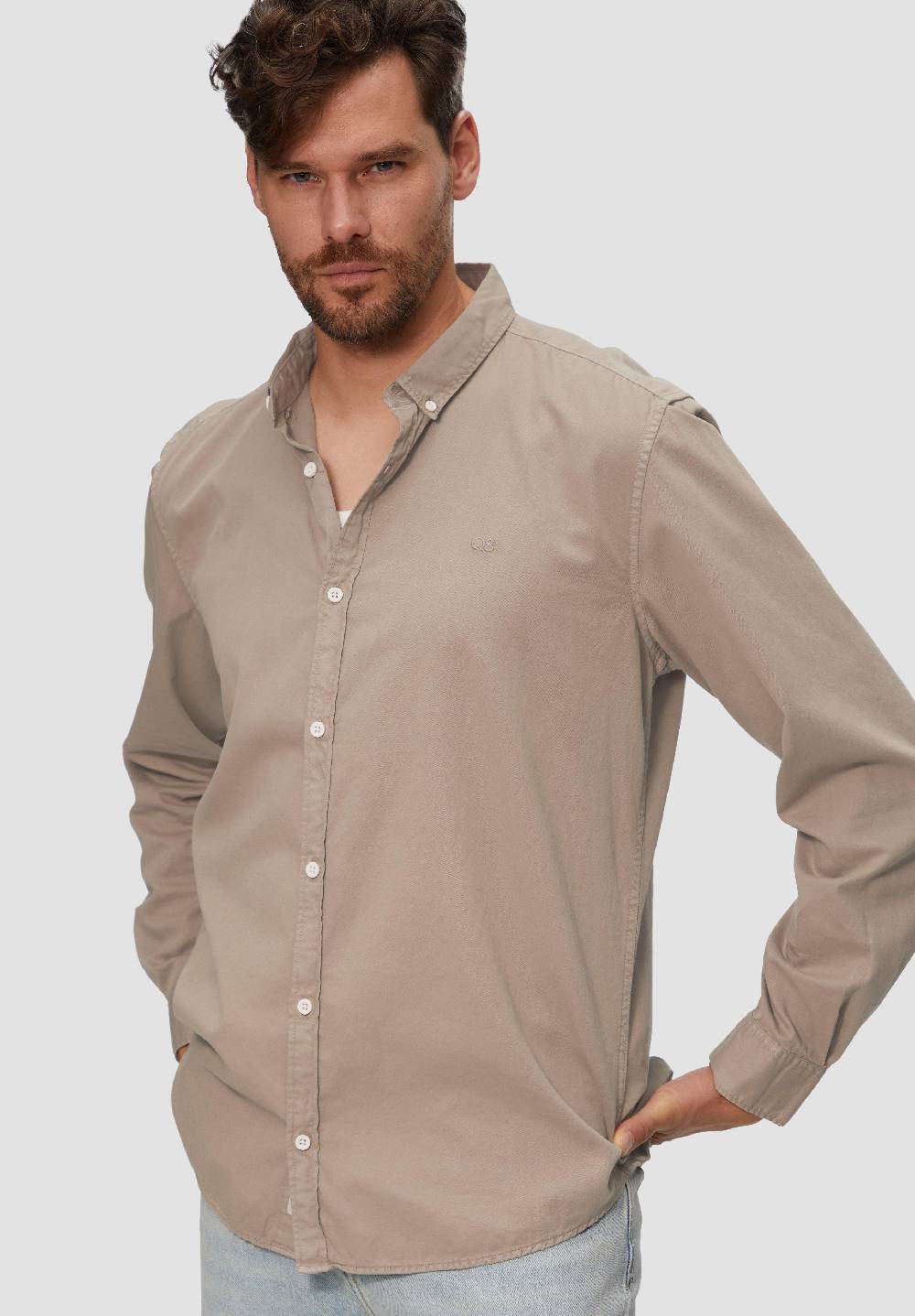 S.Oliver Garment Washed Hemd mit Logo-Stickerei Meist gekauft