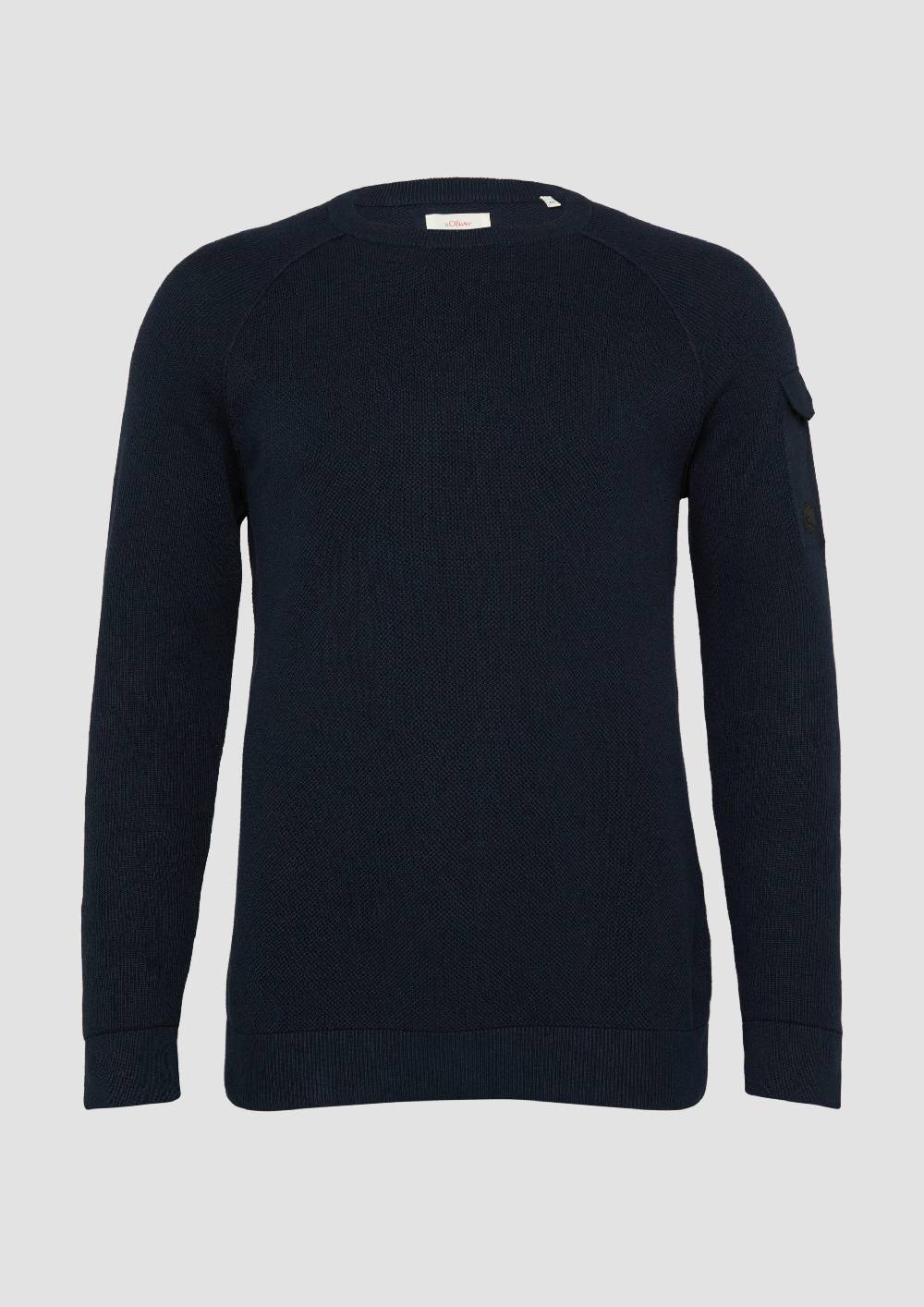 S.Oliver Strickpullover mit aufgesetzter Tasche am Arm Wochenangebot
