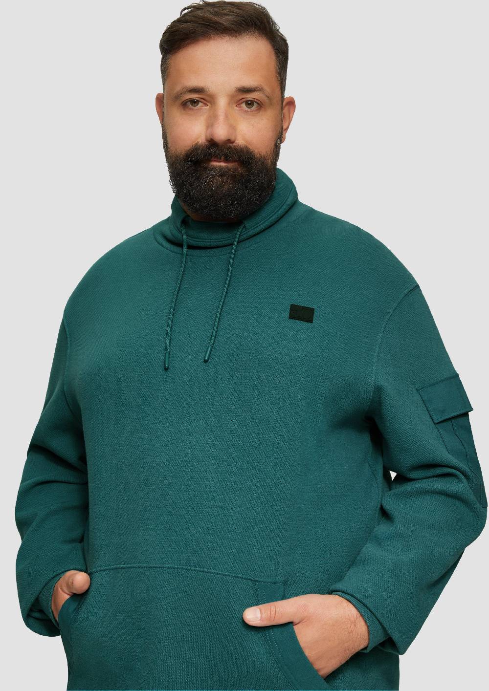 S.Oliver Sweatshirt mit Kängurutasche und Stehkragen Kostenloser Versand