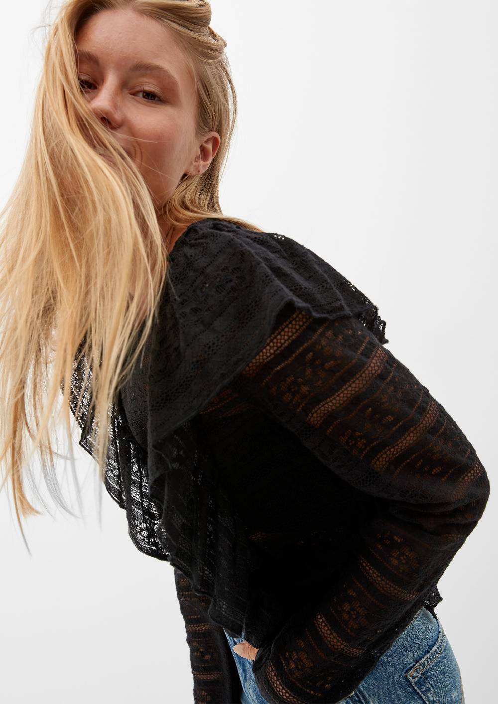 S.Oliver Spitzenbluse mit Rüschen Top Angebot