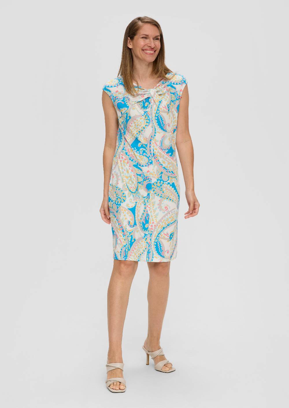 S.Oliver Ärmelloses Kleid mit All-over-Print und Knoten-Detail Große Rabatte