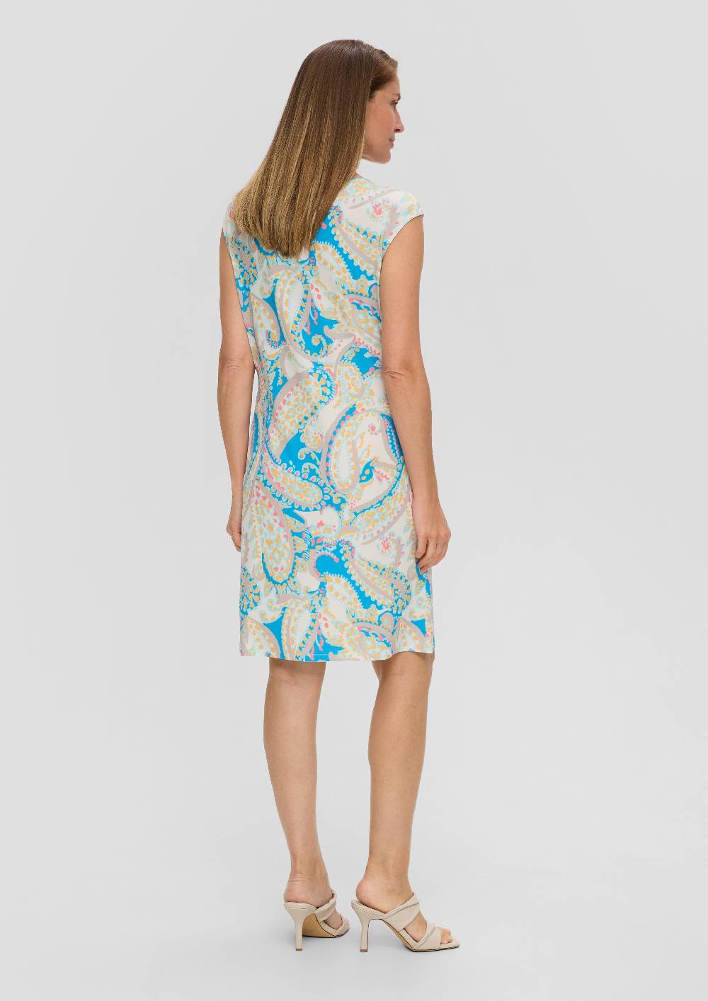 S.Oliver Ärmelloses Kleid mit All-over-Print und Knoten-Detail Große Rabatte