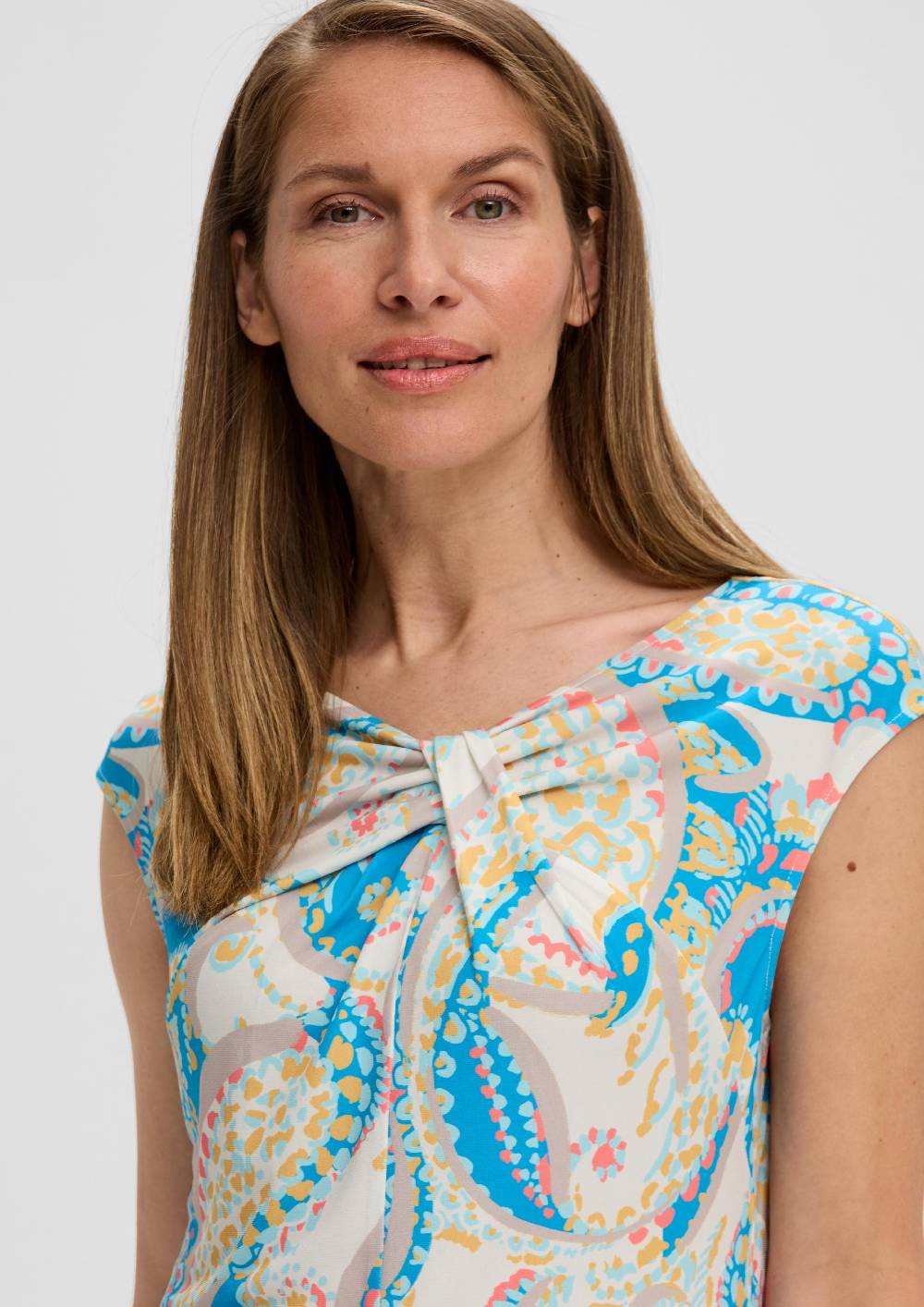 S.Oliver Ärmelloses Kleid mit All-over-Print und Knoten-Detail Große Rabatte