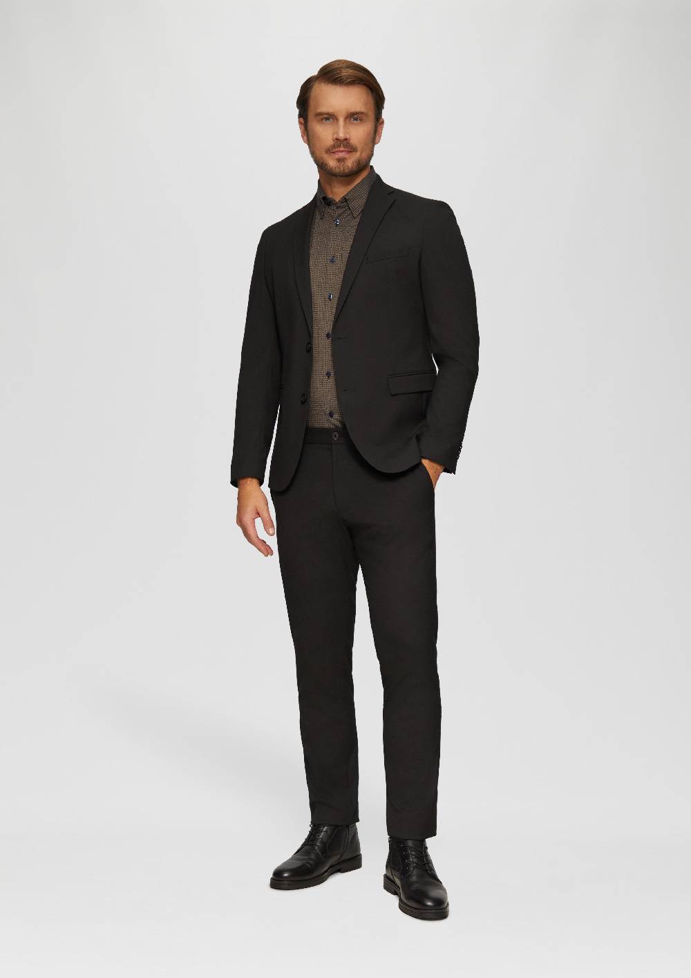 S.Oliver Tailored Fit: Hemd mit Hahnentrittmuster Blitzangebot