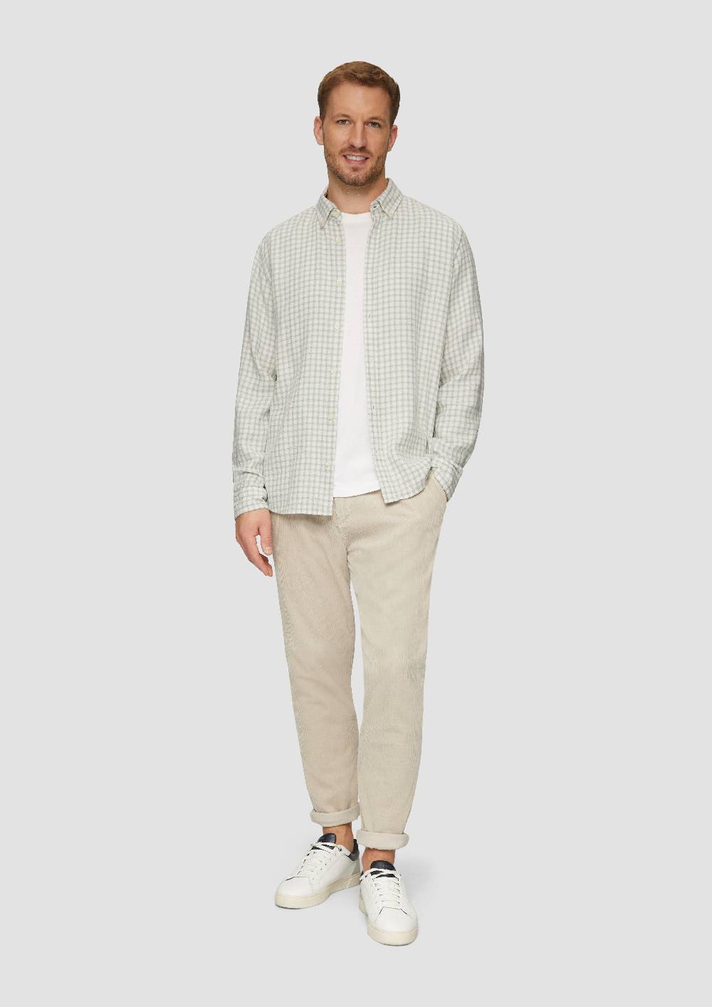 S.Oliver Regular Fit: Strukturiertes Baumwollhemd mit Button-down-Kragen Große Rabatte