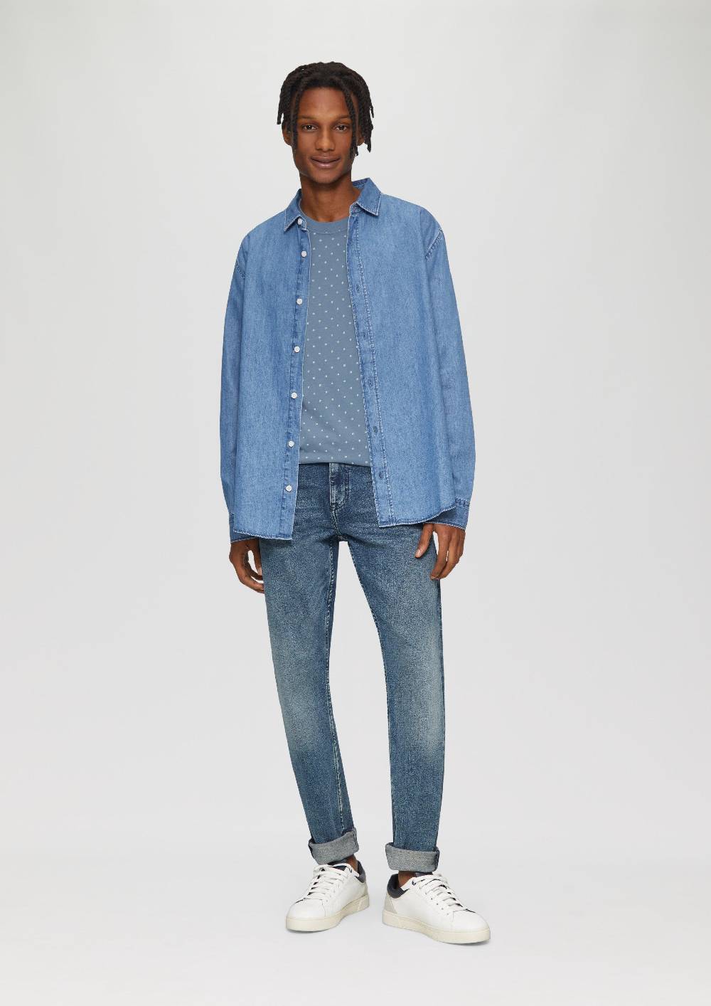 S.Oliver Gewaschenes T-Shirt mit All-over-Print Sonderangebote