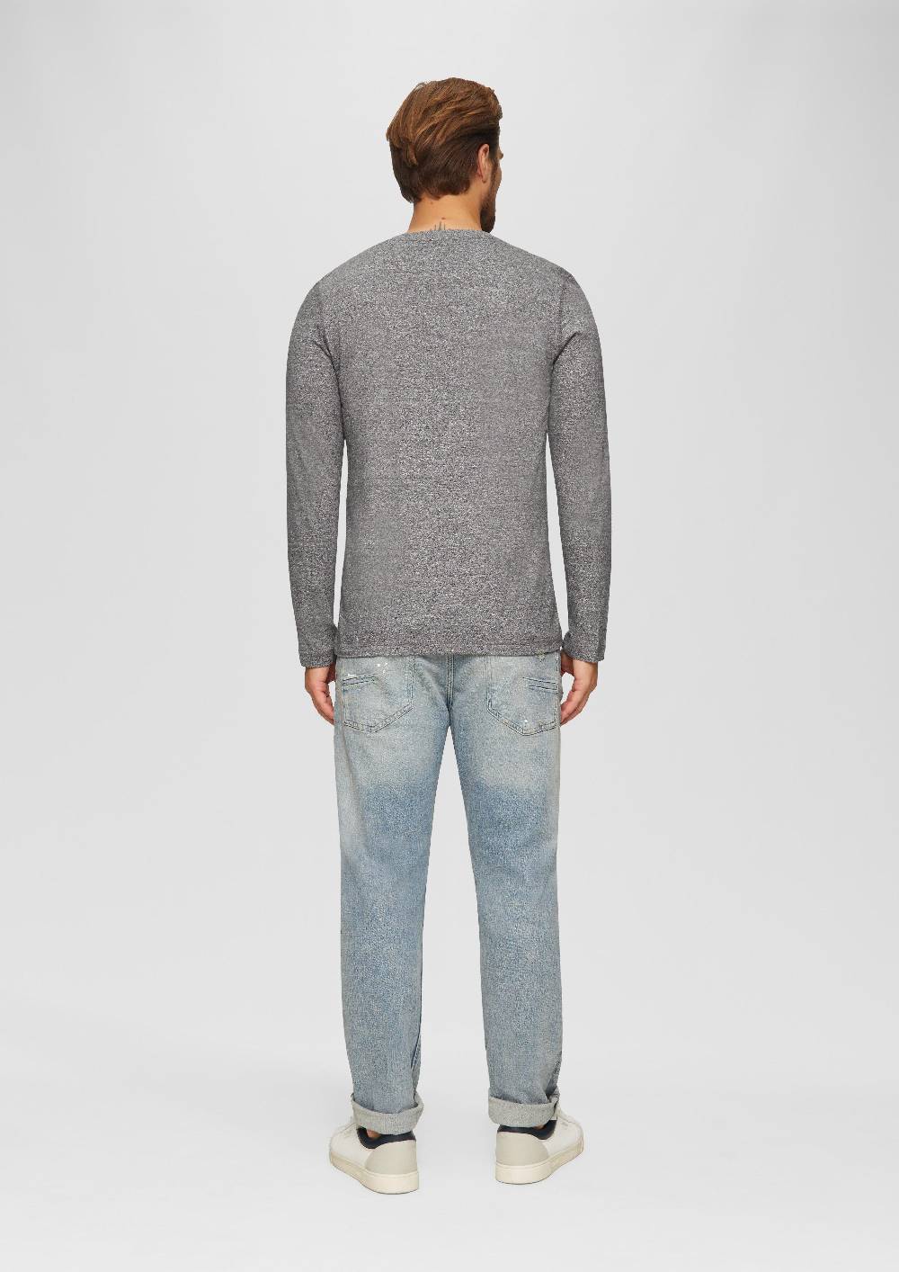 S.Oliver Meliertes Longsleeve mit Henley-Ausschnitt Speichern exportieren