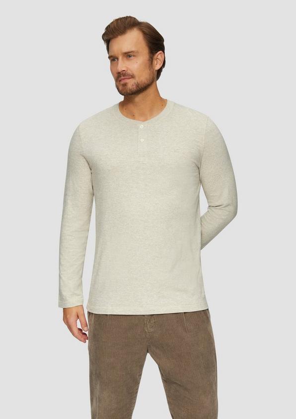 S.Oliver Meliertes Longsleeve mit Henley-Ausschnitt Im Verkauf