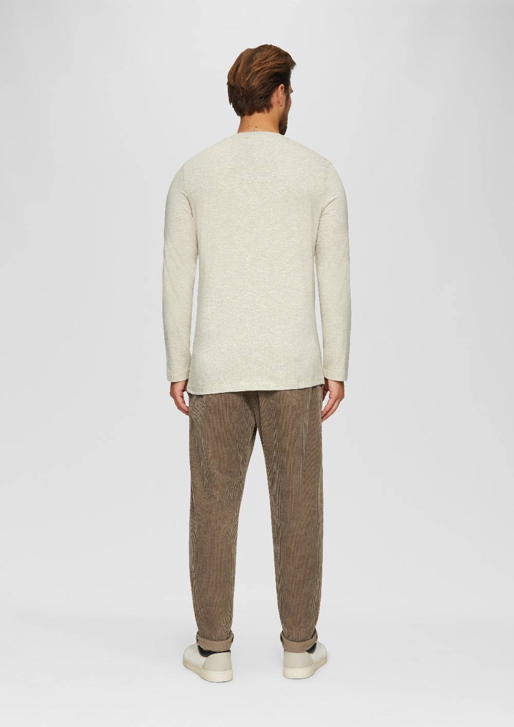 S.Oliver Meliertes Longsleeve mit Henley-Ausschnitt Im Verkauf