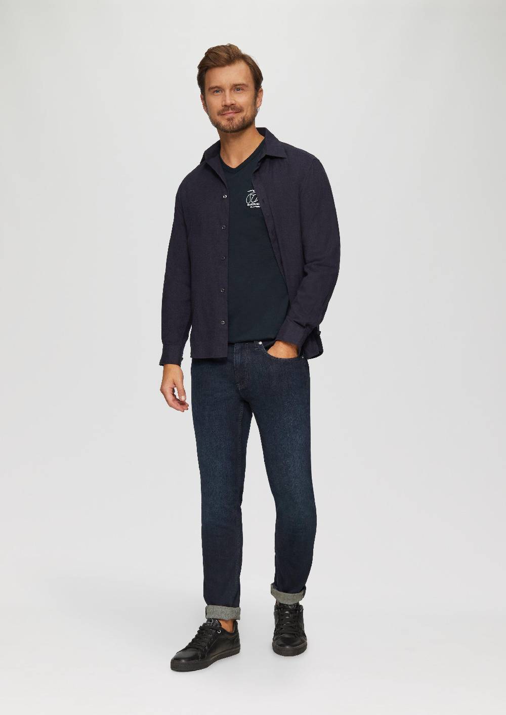 S.Oliver T-Shirt mit Logostickerei Schlussverkauf