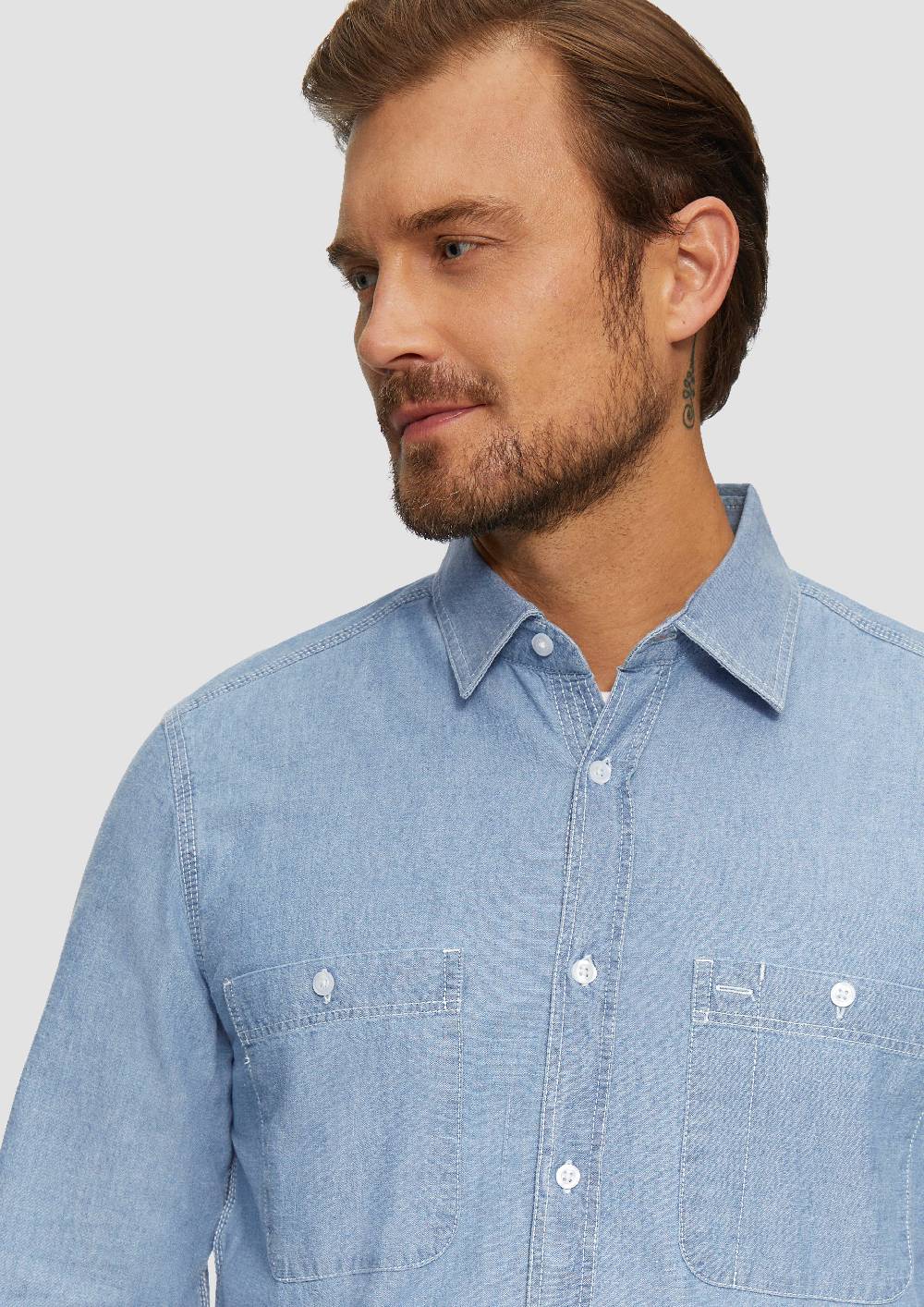 S.Oliver Regular Fit: Baumwollhemd aus Chambray Günstiger Verkauf