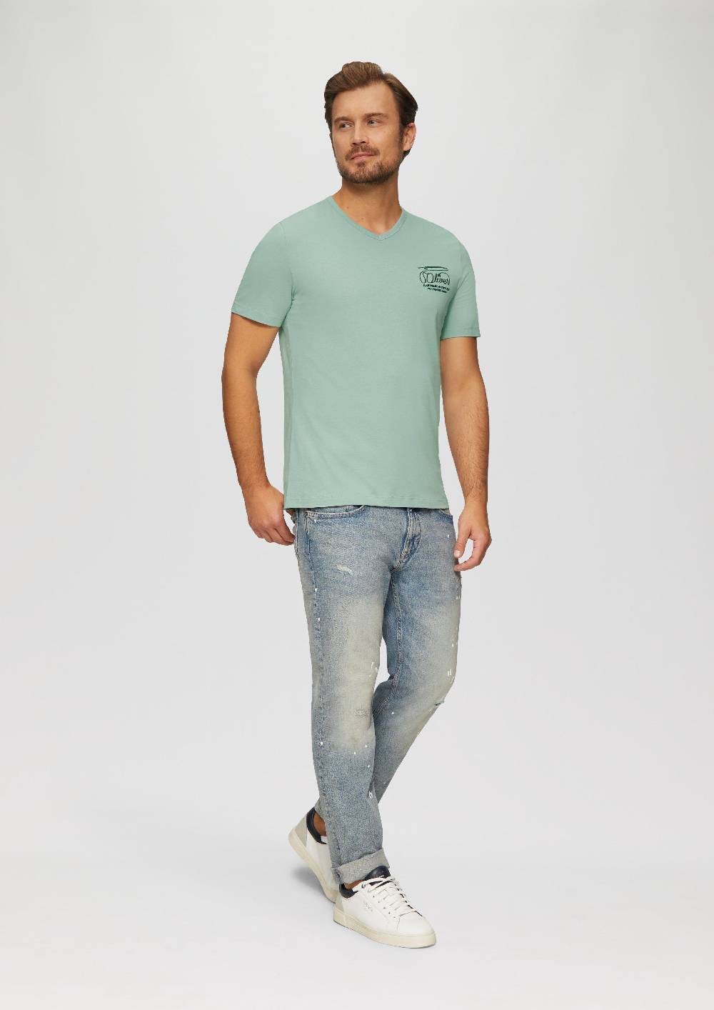 S.Oliver T-Shirt mit Logostickerei Fabrikverkauf