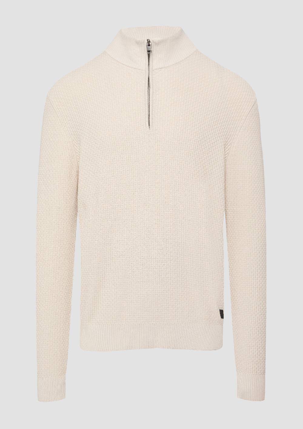 S.Oliver Strukturierter Strickpullover mit Troyerkragen Großer Ausverkauf