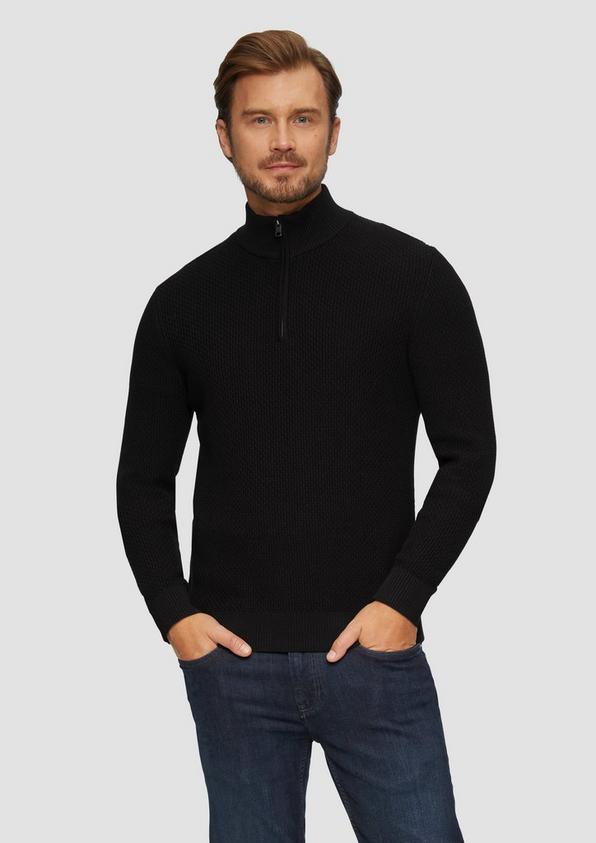S.Oliver Strukturierter Strickpullover mit Troyerkragen Exklusivangebot