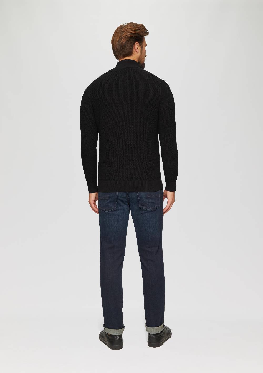 S.Oliver Strukturierter Strickpullover mit Troyerkragen Exklusivangebot