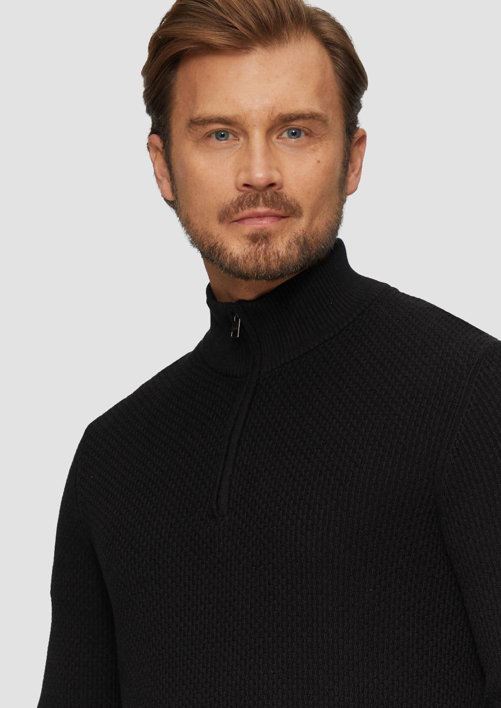 S.Oliver Strukturierter Strickpullover mit Troyerkragen Exklusivangebot