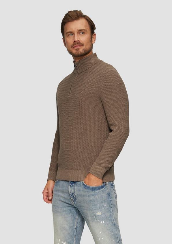 S.Oliver Strukturierter Strickpullover mit Troyerkragen Preisnachlass