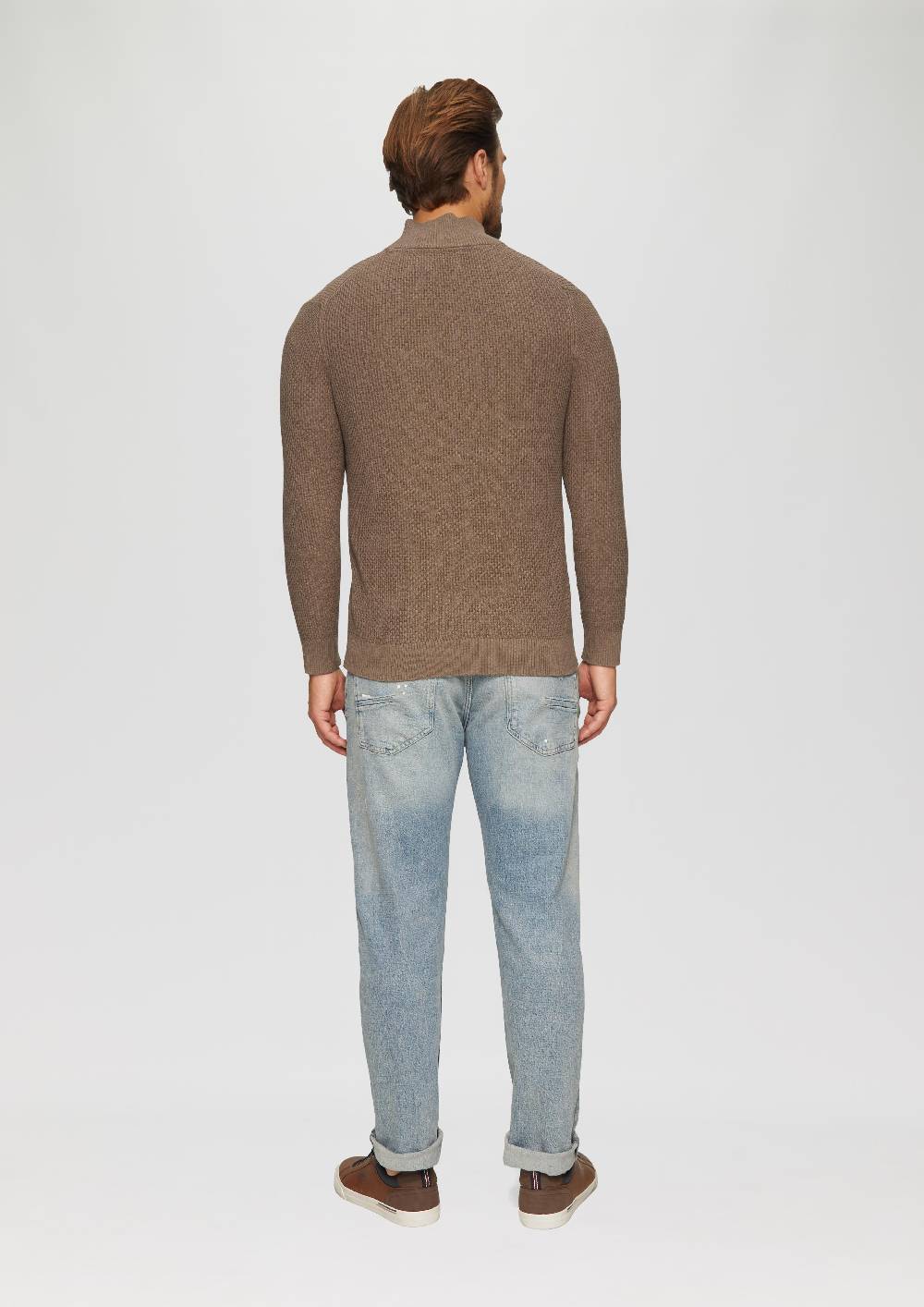 S.Oliver Strukturierter Strickpullover mit Troyerkragen Preisnachlass