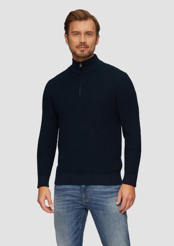 S.Oliver Strukturierter Strickpullover mit Troyerkragen Saisonschlussverkauf