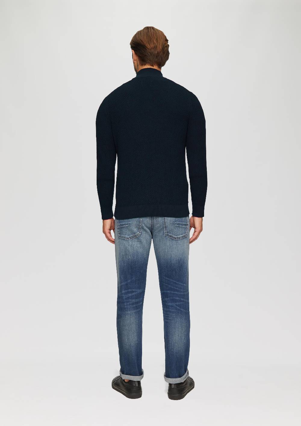 S.Oliver Strukturierter Strickpullover mit Troyerkragen Saisonschlussverkauf