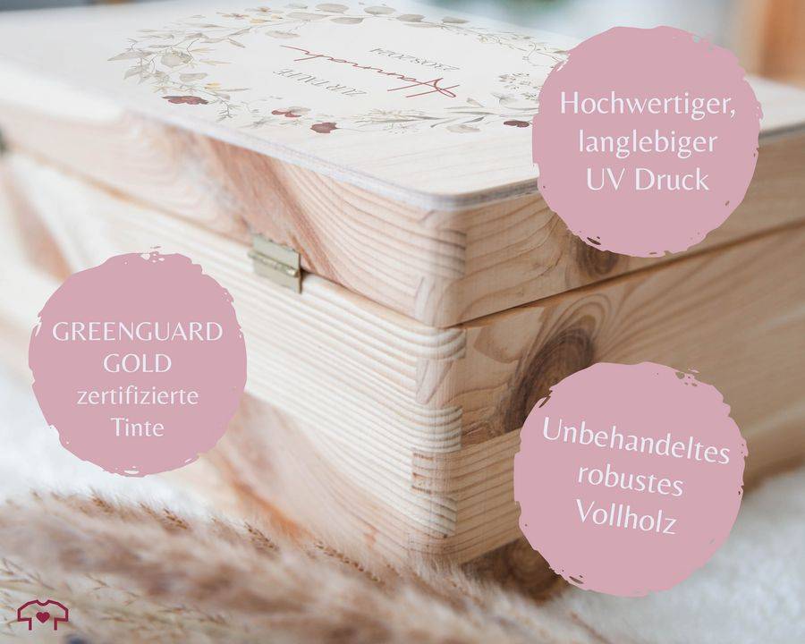 Shirtracer Taufe Erinnerungsbox aus Holz für Kinder und Babys Erinnerungen Taufe Perfek Shirtracer Jubiläumsangebot
