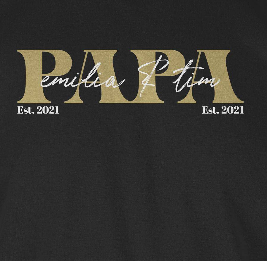 Shirtracer PAPA Geschenk mit Namen Kinder Datum Geburtsjahr Weihnachten Geburtstag: T-Shirt Shirtracer Fabrikverkauf