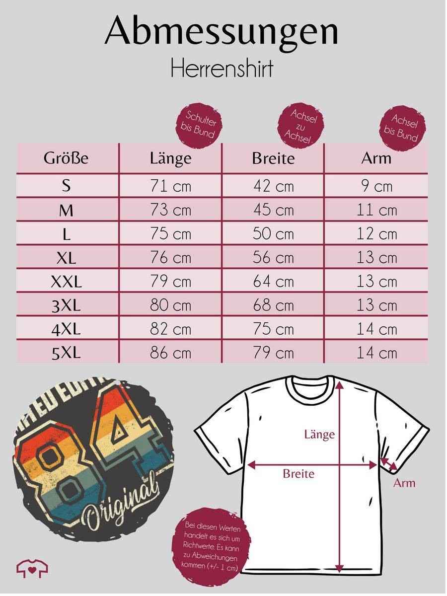 Shirtracer Limited Edition 1984 Original Vierzigster: T-Shirt Turnbeutel Shirtracer Begrenzte Freigabe