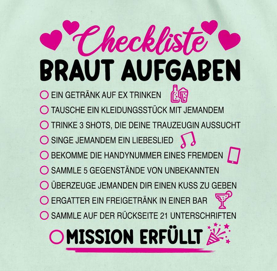Shirtracer Braut Aufgaben I Mutprobe Checkliste Shirts & Mehr Shirtracer Bis zu 60% Rabatt