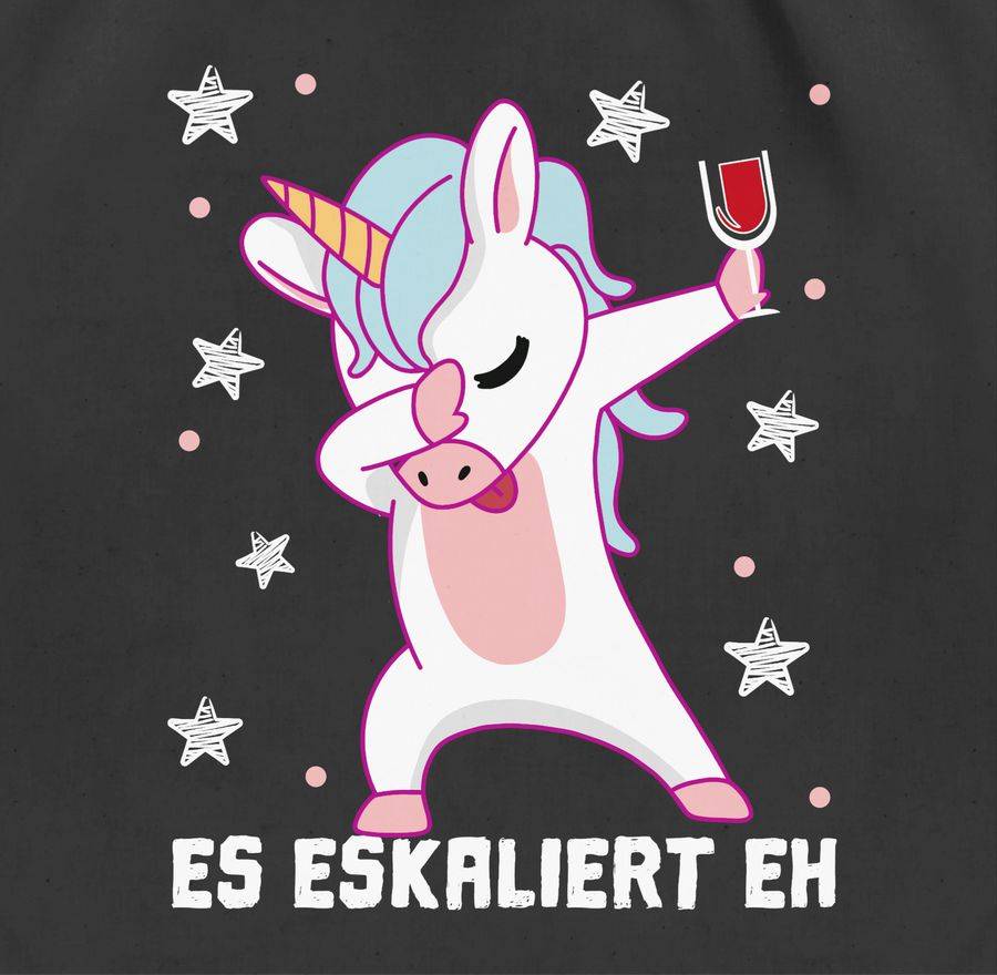 Shirtracer Es eskaliert eh Einhorn mit Weinglas weiß Shirts & Mehr Shirtracer zollfrei