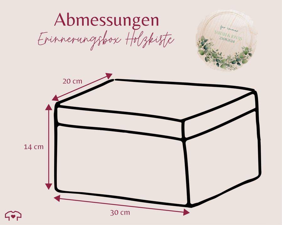 Shirtracer Für immer Eukalyptus mit Name und Datum Erinnerungsbox Hochzeit Aufbewahrungsb Shirtracer Kostenloser Versand