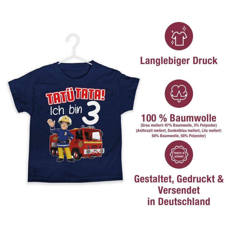 Shirtracer Tatü Tata! Ich bin 3 - rot: Tshirt Turnbeutel Shirtracer Nur noch ein Tag übrig