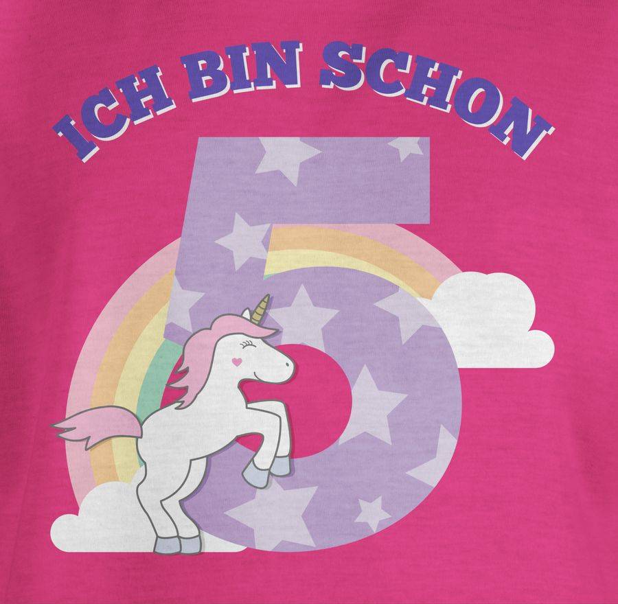 Shirtracer Ich bin schon fünf Einhorn: Tshirt Turnbeutel Shirtracer Auslauf