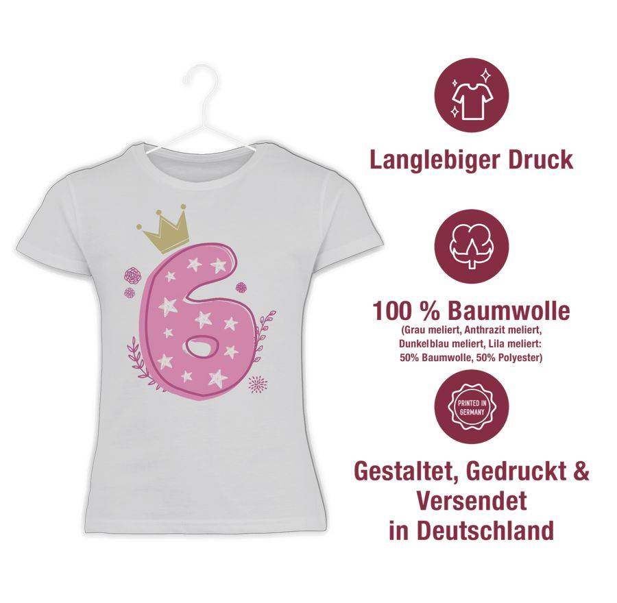 Shirtracer Sechster Mädchen Krone Sterne Shirts & Mehr Shirtracer Angebote