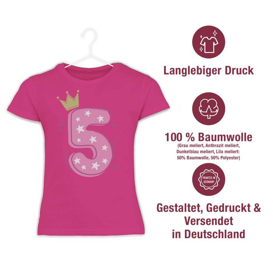 Shirtracer Fünfter Mädchen Krone Sterne: Tshirt Rucksack Shirtracer Blitzverkäufe