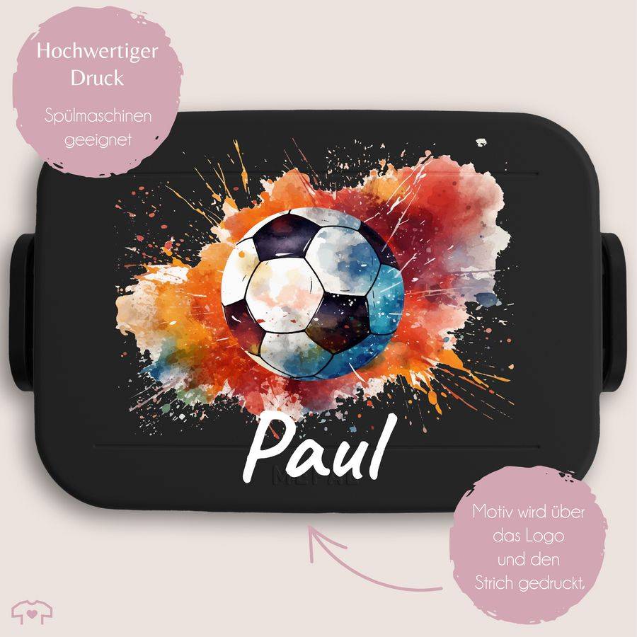 Shirtracer Fußball Brotdose mit Name: T-Shirt Turnbeutel Shirtracer Preisnachlass