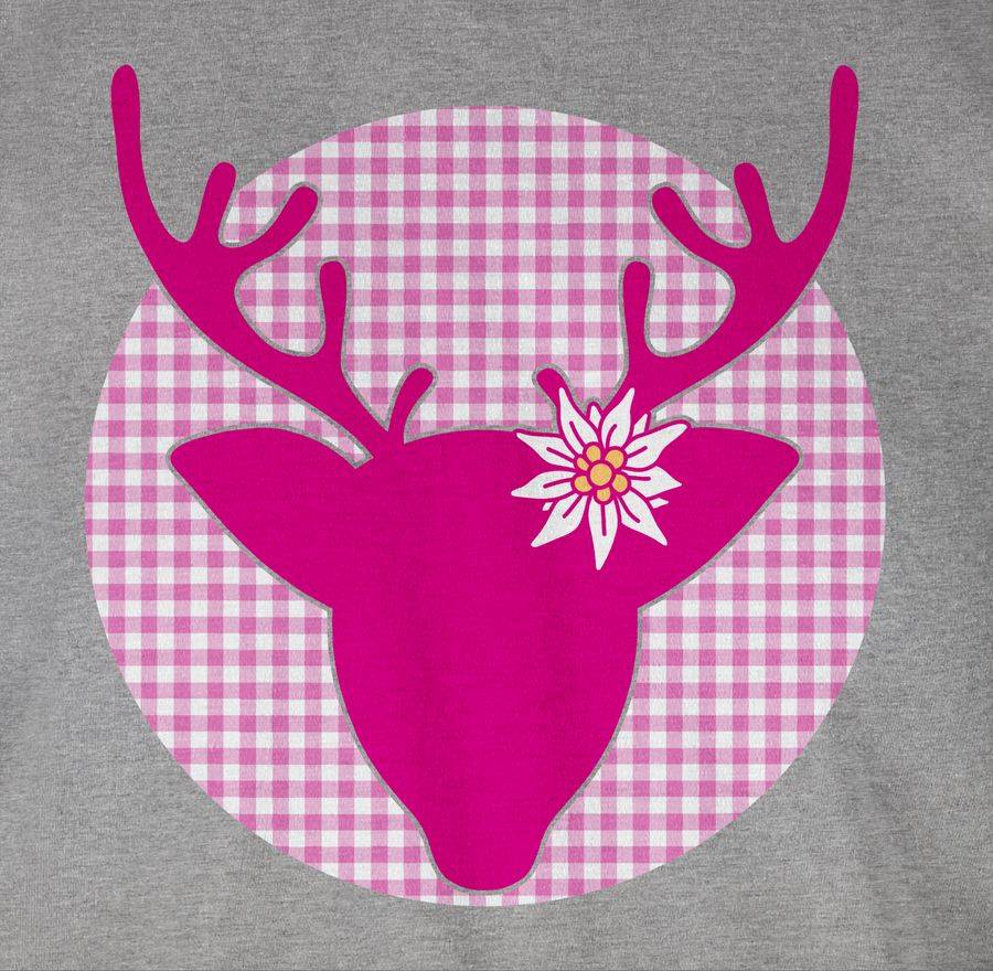 Shirtracer Oktoberfest Hirsch mit Edelweiß - Fuchsia: Tshirt Turnbeutel Shirtracer Weihnachtsangebot