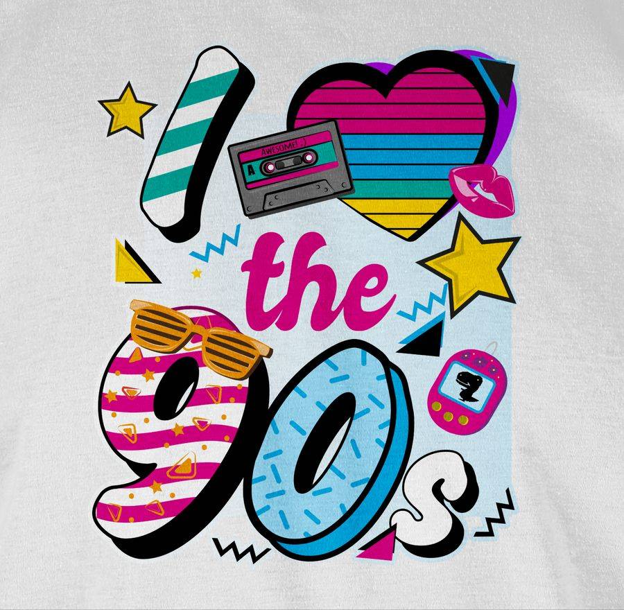 Shirtracer I love the 90s bunt: T-Shirt Turnbeutel Shirtracer Große Rabatte