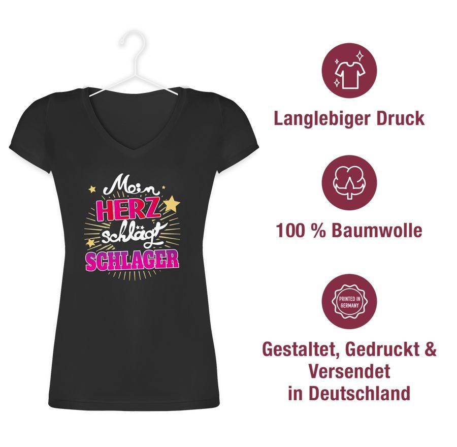 Shirtracer Mein Herz Schlager - weiß Shirts & Mehr Shirtracer Tägliche Deals