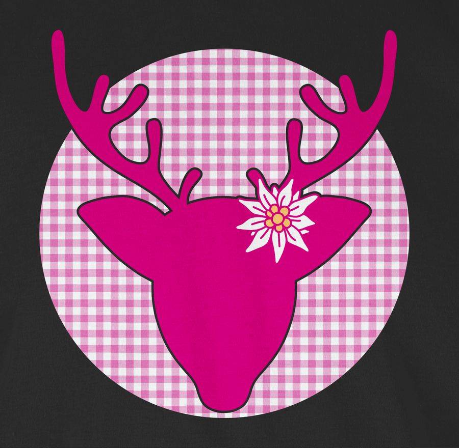Shirtracer Oktoberfest Hirsch mit Edelweiß - Fuchsia: Tshirt Turnbeutel Shirtracer Wochenangebot