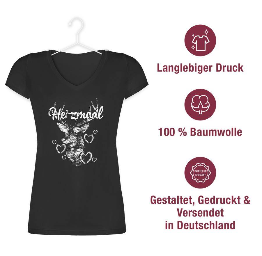 Shirtracer Herzmadl mit Hirsch und Herzen - weiß Shirts & Mehr Shirtracer Letzte 3 Tage