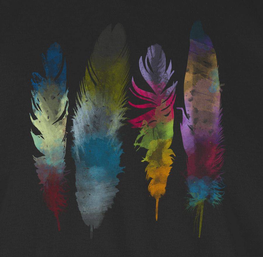 Shirtracer Federn Wasserfarbe Watercolor Feathers: T-Shirt Turnbeutel Shirtracer 50% Rabatt mit kostenlosem Versand