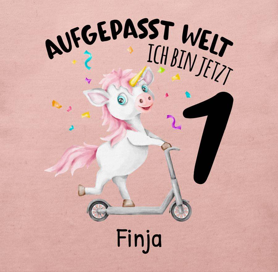 Shirtracer Aufgepasst Welt - Ich bin jetzt 1 - Geburtstagsoutfit Einhorn Ich bin 1 Geschenk Shirtracer Bestseller