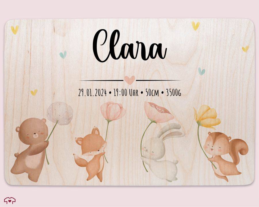 Shirtracer Erinnerungskiste Baby Personalisiert Erinnerungsbox Baby Erinnerungen Waldtiere Bär Fuchs Hase Eichhörnchen Shirtracer Kostenloser Versand international